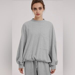 Nap Drawstring Hem Cotton Sweatshirt Size M